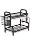 2-Tier Compact Dish Drying Rack - Rust-Proof Kitchen Drainer Set with Board Holder
