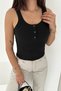 Women's Corded Fabric Strap Tank Top – Casual Stylish Tank Top with Button Detail - 3