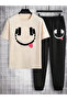 S t-shirt sweatpants Jogger Pants - black Printed bottom top tracksuit set Oversized crew neck