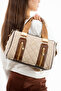 Quilted Cylinder Women's Shoulder Bag with Gold Accessories