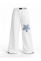 Girl's wide leg sweatpants with star appliqué - white - 12 years