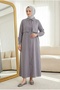 Women's Shirt Collar Long Hijab Dress with Buttons, Daily Comfortable Fit Dress