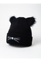 Fleece-Lined Unisex Children's Beanie |   Winter Knitted Hat with Black Cat Figure and Furry Ears - 6