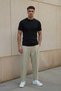 Men's Textured Corded Fabric Knitwear T-Shirt Black - Crew Neck, Fit, Summer, Knitted - 3