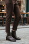 Brown Genuine Leather Women's Heeled Boots with Fleece Inside - 3