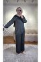 Metal Buckle Scarf Detail Pants Suit Anthracite - 2