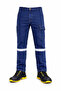 Stretch Fabric Navy Blue Denim Reflective Work Pants – Cargo and Caliper C Pocketed Durable Worker Pants