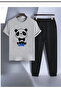 Panda Printed Sweatpants and T-Shirt - Jogger Pants T-Shirt Bottom Top Sweatpants Set Crew Neck
