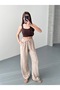 Women's Textured Elastic Waist Pocketed Drapey Lace-Up Trousers - 3