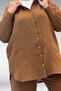 67038 Large Size Men's Collared Muslin Trouser Suit - Brown - 2