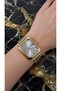 Vintage Model Gold Color Rectangular Case White Dial Straw Band Women's Watch - 4