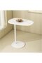 C-Shaped Side Table, Iron End Table for Couch Sofa & Bed, Small White Metal
