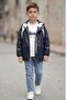 Boy's Hooded Nova Transitional Coat Combed Cotton Trousers Triple Set Tkm7587 - 5