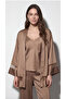 Women'S, Exclusive, Mink, Satin Dressing Gown, Tulle Detail 3-Piece Pajama Set (Dowry Set) - 2