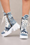 Lace Pack Women's Denim Boots D Leather and Summer Style with Metal Details - 4