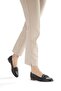 Black Genuine Leather Buckled Ballet Flats Without Heel Leather Shoes Bobe - 3