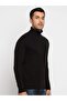 Regular Fit Black Turtle Neck Pullover - 2