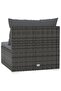 3-Seater Sofa with Cushions Grey Poly Rattan - 5