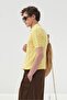 Textured Knitted Patterned Yellow Polo Collar Tricot T-Shirt - 5