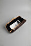 Brown Gold Braided Leather Chain Metal Cover Clutch Bag - 5