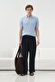 Textured Knitted Patterned Blue Polo Collar Tricot T-Shirt - 2