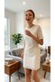 Women's Cream Floral Lace Pack Short Sleeve Lined Stylish Dress - 6