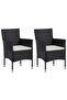 3 Piece Garden Dining Set Black Poly Rattan and Acacia Wood - 5