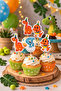 Glittery Deluxe Toothpicks 8 Pieces – Dinosaur Themed Cupcake, Dessert, and Fruit Presentation Toothpicks