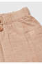 Baby Beige Elastic Waist Buttoned Side Pants Pocketed - 3