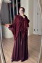 Lace Poncho Detailed 3-Piece Set - Claret Red