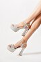 Beslop Single Strap Platform Women's Heeled Evening Dress Shoes Silver Glitter - 2