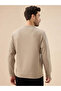 Chest Typography Regular Fit Three Thread Fleece Beige Sweatshirt - 3