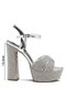 High Heeled Women's Ankle-Tie Stone Embellished Crossed Evening Dress Platform Shoes 22010 - 2