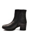 Black Genuine Leather Zippered Fleece Women's Heeled Boots - 4