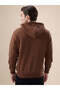 Solid Brand Logo Hooded Zipper Regular Fit Brown Sweatshirt - 3