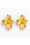 Wilara Gold Colorful Asymmetrical Four-Petal Flower Figured Stylish Design Gold Earrings - 2