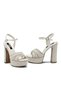 High Heeled Women's Ankle-Tie Stone Embellished Crossed Evening Dress Platform Shoes 22010 - 5