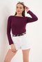 Women's Boat Neck Blouse with Gathered Side Detail 260276 - 265075 - 4