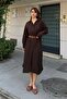 Women's Linen Textured Belt Piece Summer Midi Woven Dress - 7