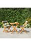 3 Piece Folding Bistro Set with Cushions Solid Wood Acacia
