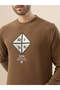 Textured Front Print Lightweight Brown Sweatshirt - 4