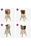 Bar Stool Goatskin Leather and Solid Teak Wood - 6