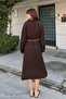 Women's Linen Textured Belt Piece Summer Midi Woven Dress - 9