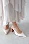 Vera Women's Wrinkled Leather Heeled Shoes Beige