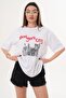 Women's Print Detailed Oversized T-Shirt 260254 - 2
