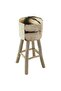 Bar Stool Goatskin Leather and Solid Teak Wood - 5