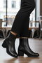 Black Genuine Leather Zippered Fleece Women's Heeled Boots - 3