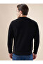 Textured Slogan Print Regular Fit Lightweight Black Sweatshirt - 3
