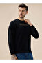 Solid Chest Typography Textured Lightweight Black Sweatshirt - 6