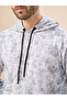 All Over Printed Hooded Lightweight Blue Sweatshirt - 4